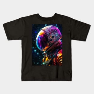 Cosmic Explorer - Side Profile Astronaut Kids T-Shirt